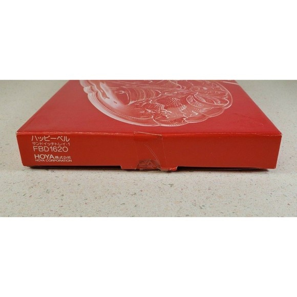 Japanese HOYA Crystal - Christmas Holiday Bells Oblong Plate/Dish, FBD1620 NEW - Picture 3 of 10